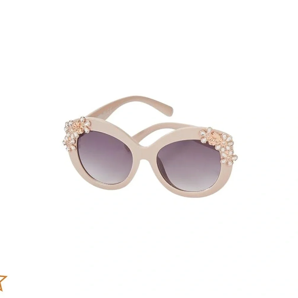 Betsey Johnson Pink Round Floral Embellished Sunglasses - Picture 9 of 11